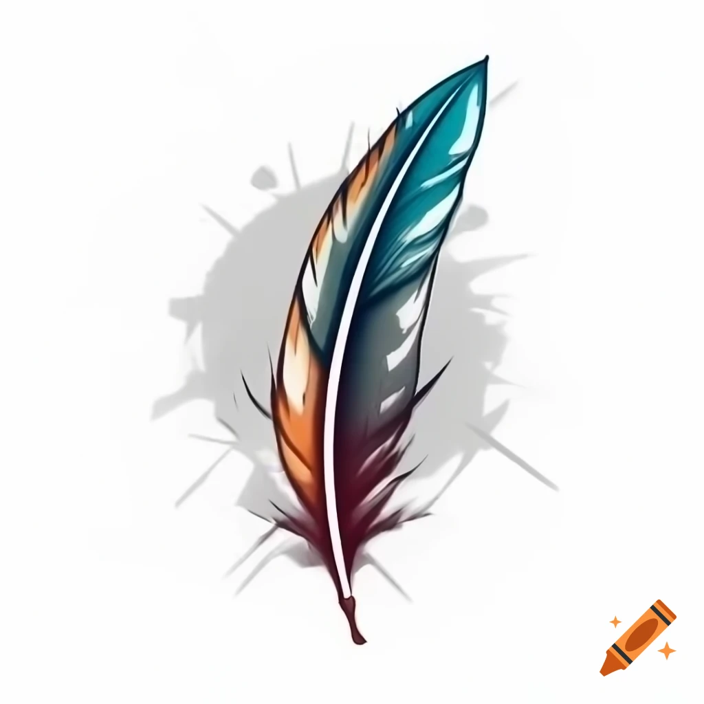 Multicolored feather logo in gritty post-apocalyptic urban style