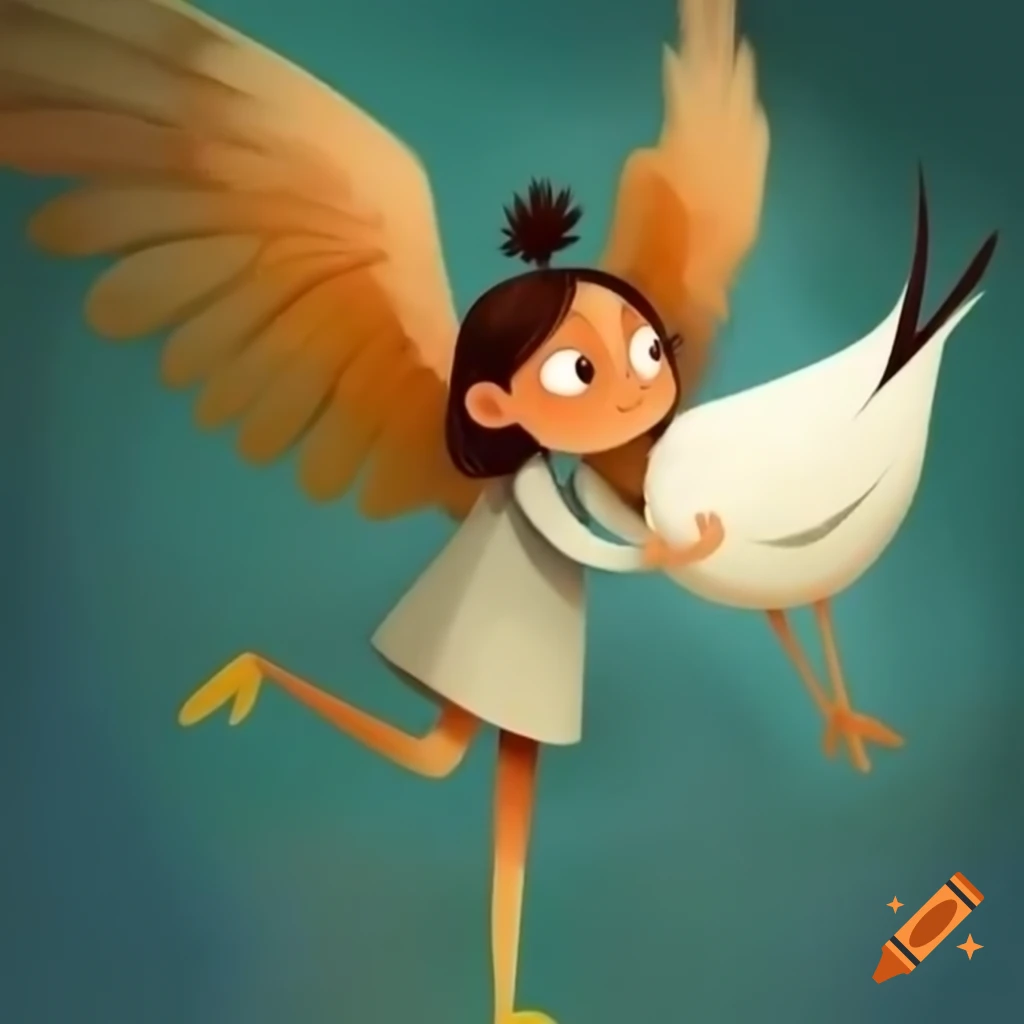 Girl with large bird-like wings