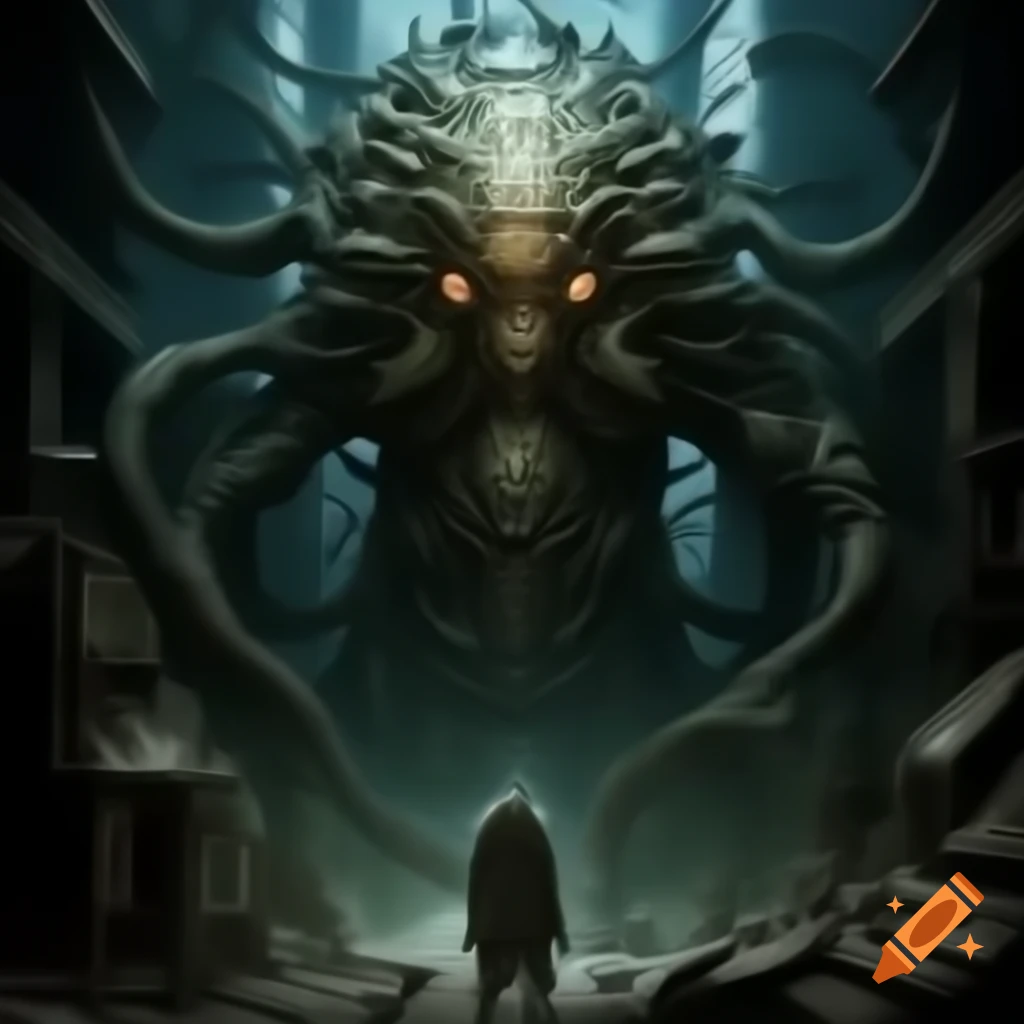 Formless creature made of futuristic technology surrounded by numbers and binary code