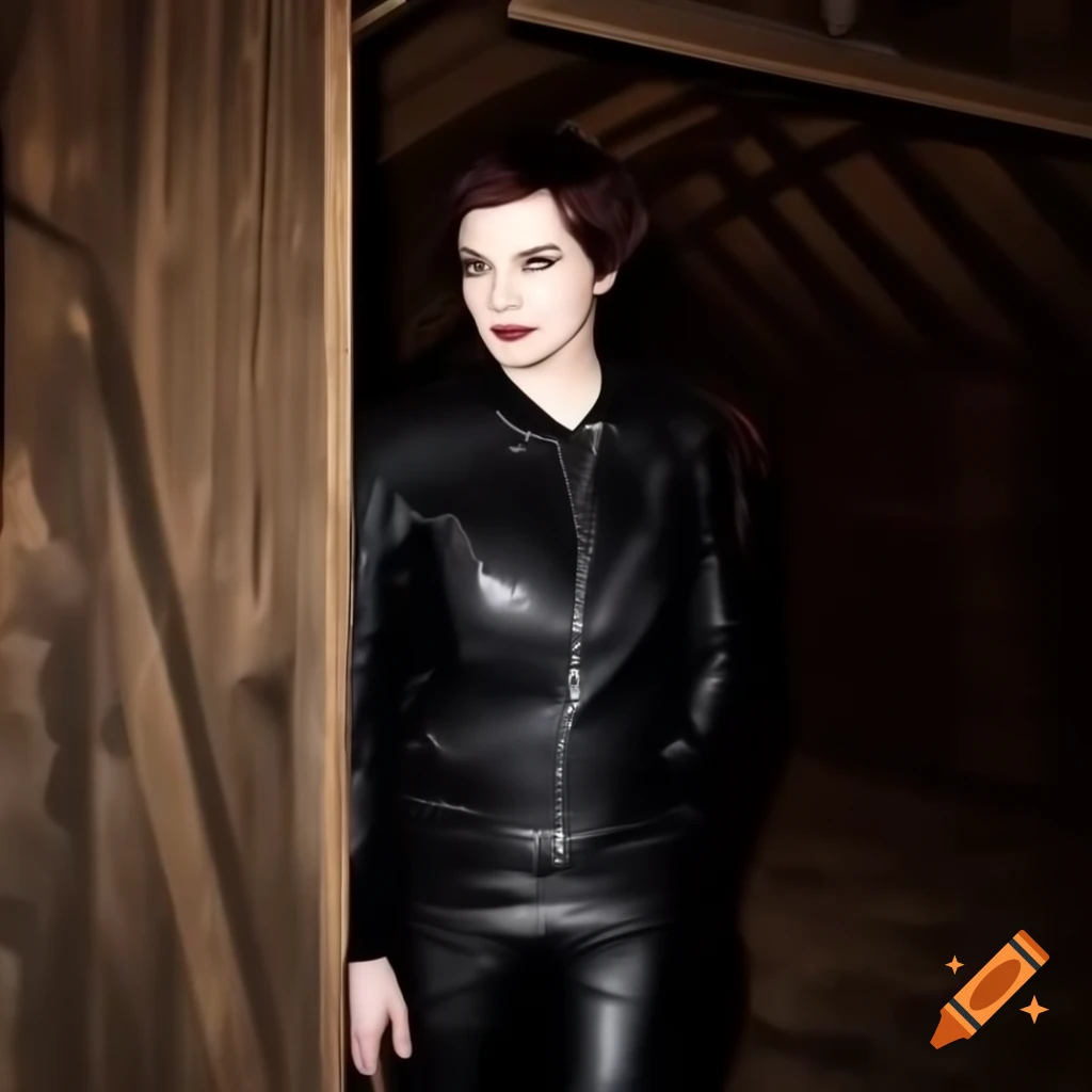 Punk-rocker in mohawk hairstyle wearing leather jacket and trousers