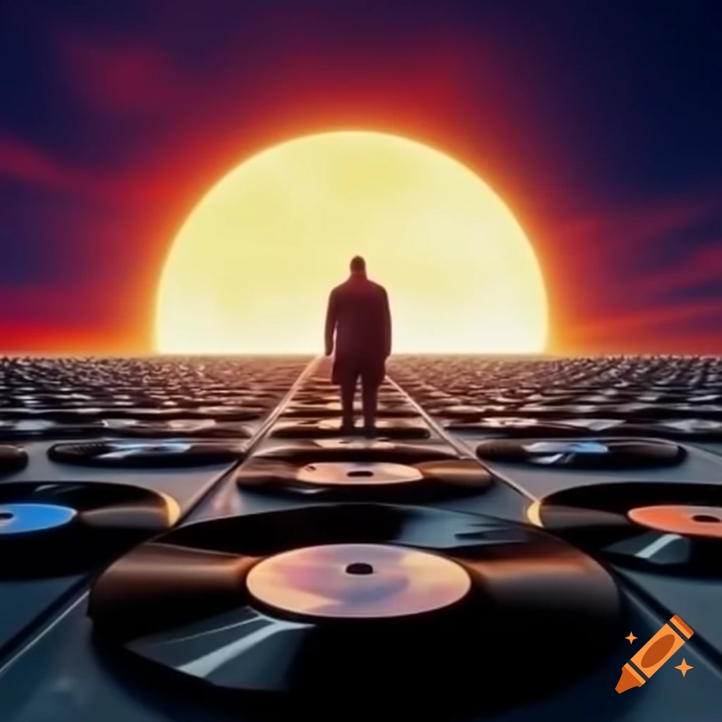 Beautiful star shining in the sky with graduation record player theme