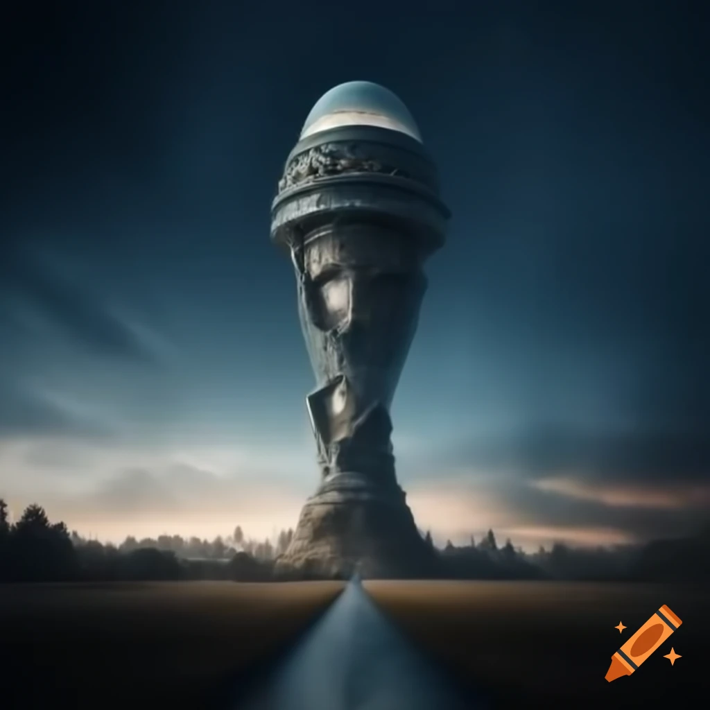 Surreal tower at dusk
