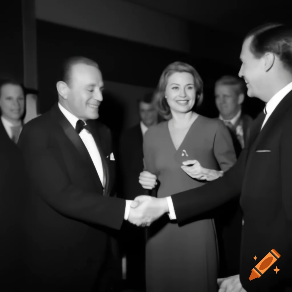 William Afton and Henry Emily smiling and shaking hands for a photo
