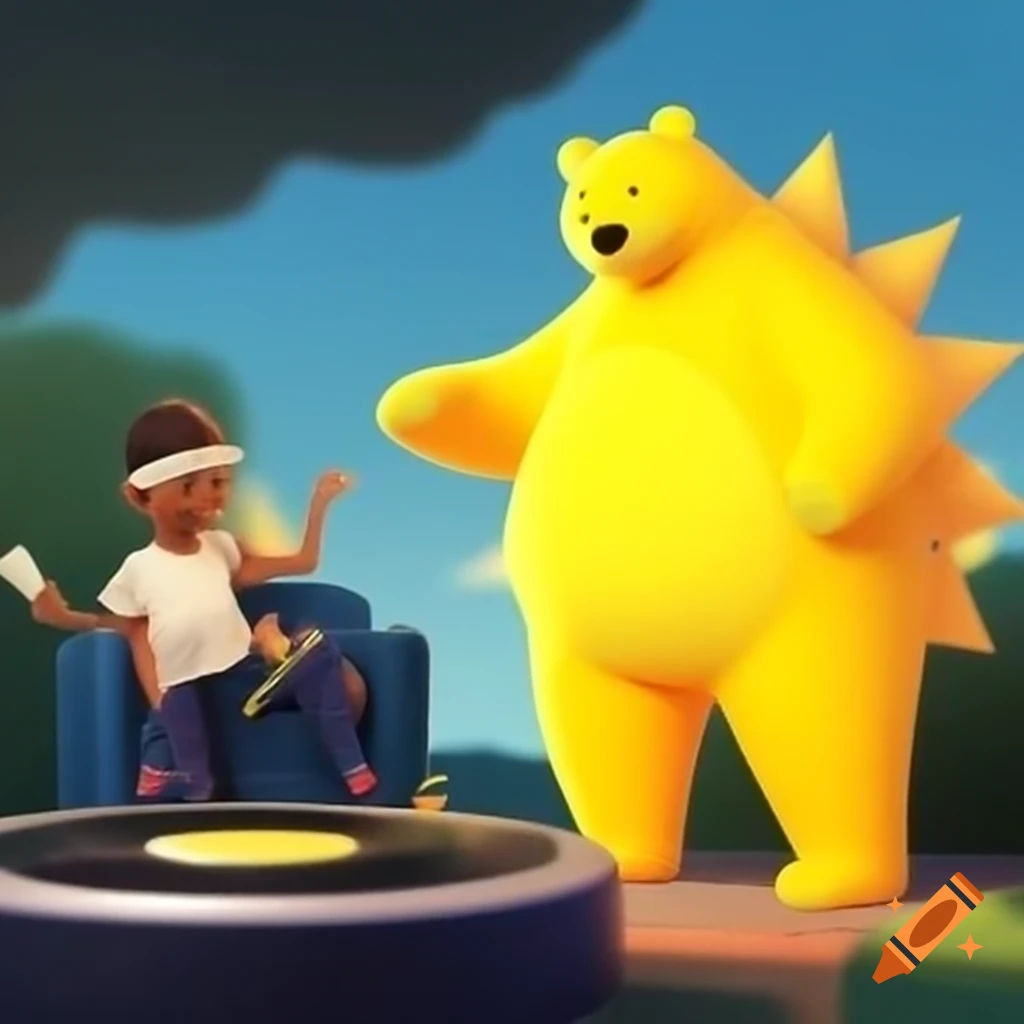 Bold yellow star shining in sky with hip hop album cover art style
