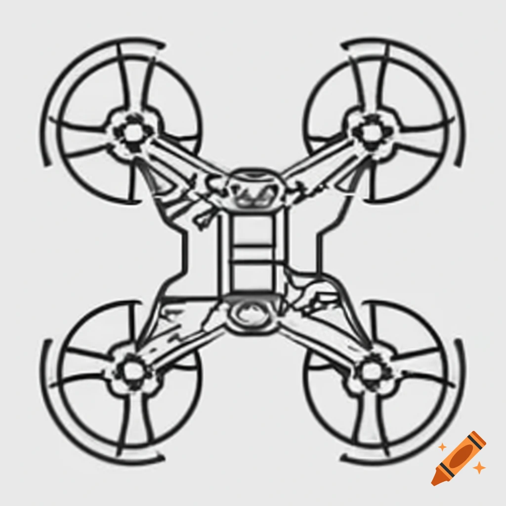 Outline of FPV X-frame drone with four rotors