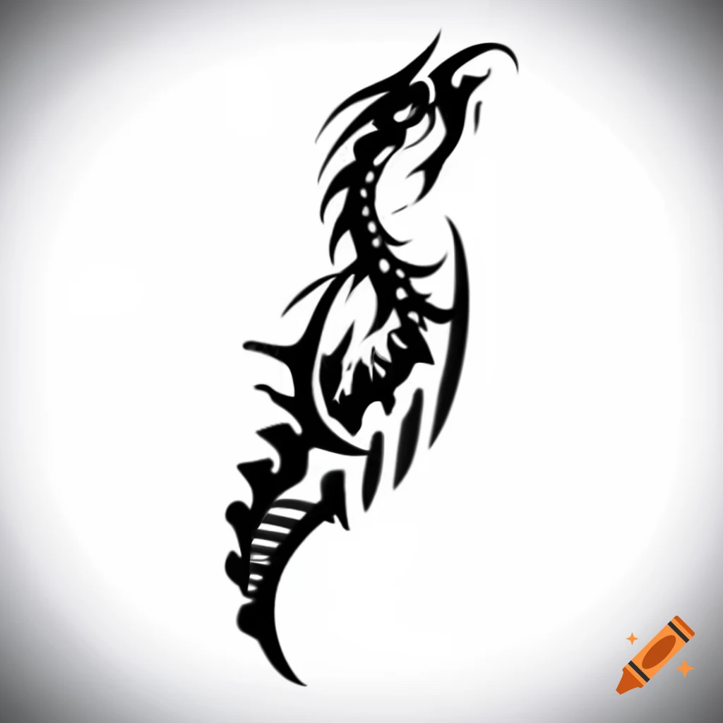 Vector design of a dragon knife tattoo