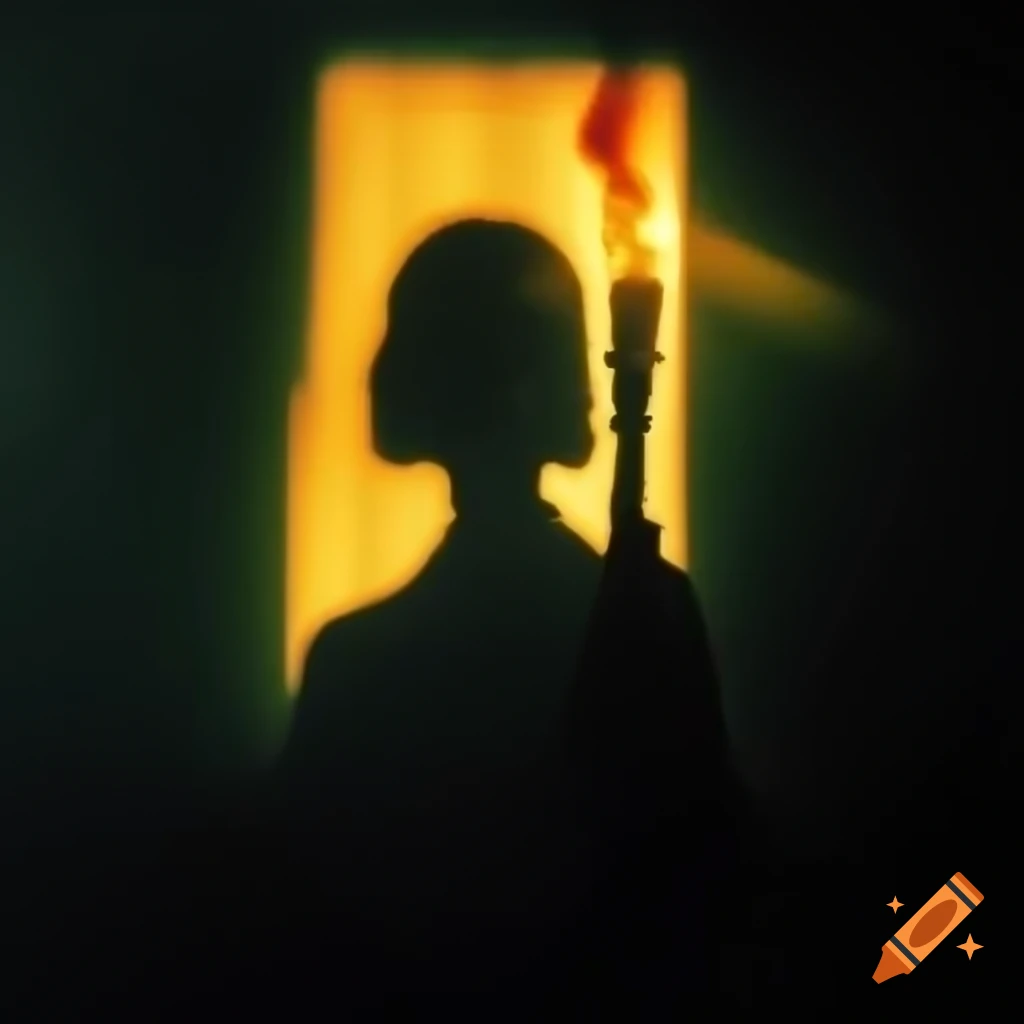 Shadow cast by a torch in dim light
