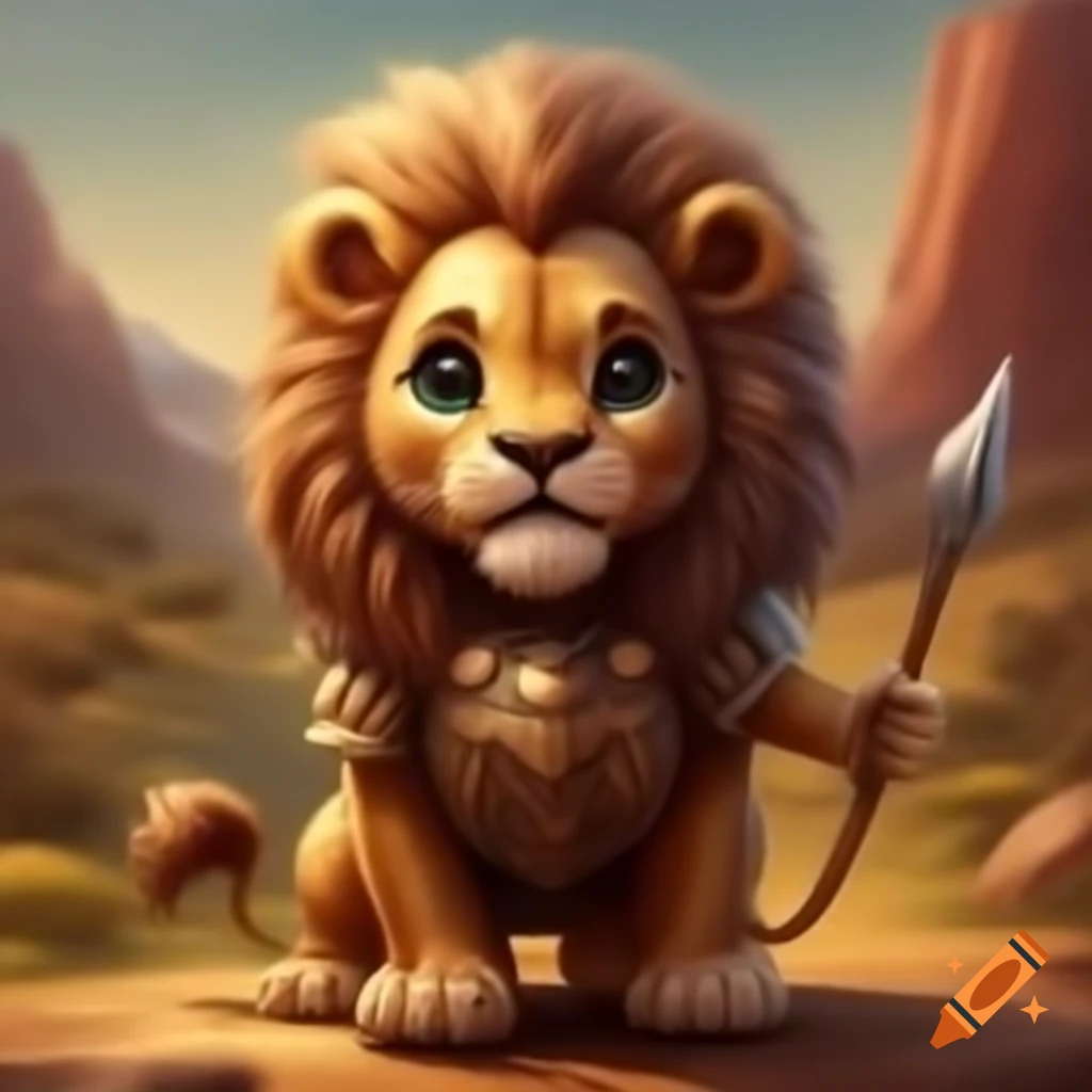 Lion depicted as a warrior character