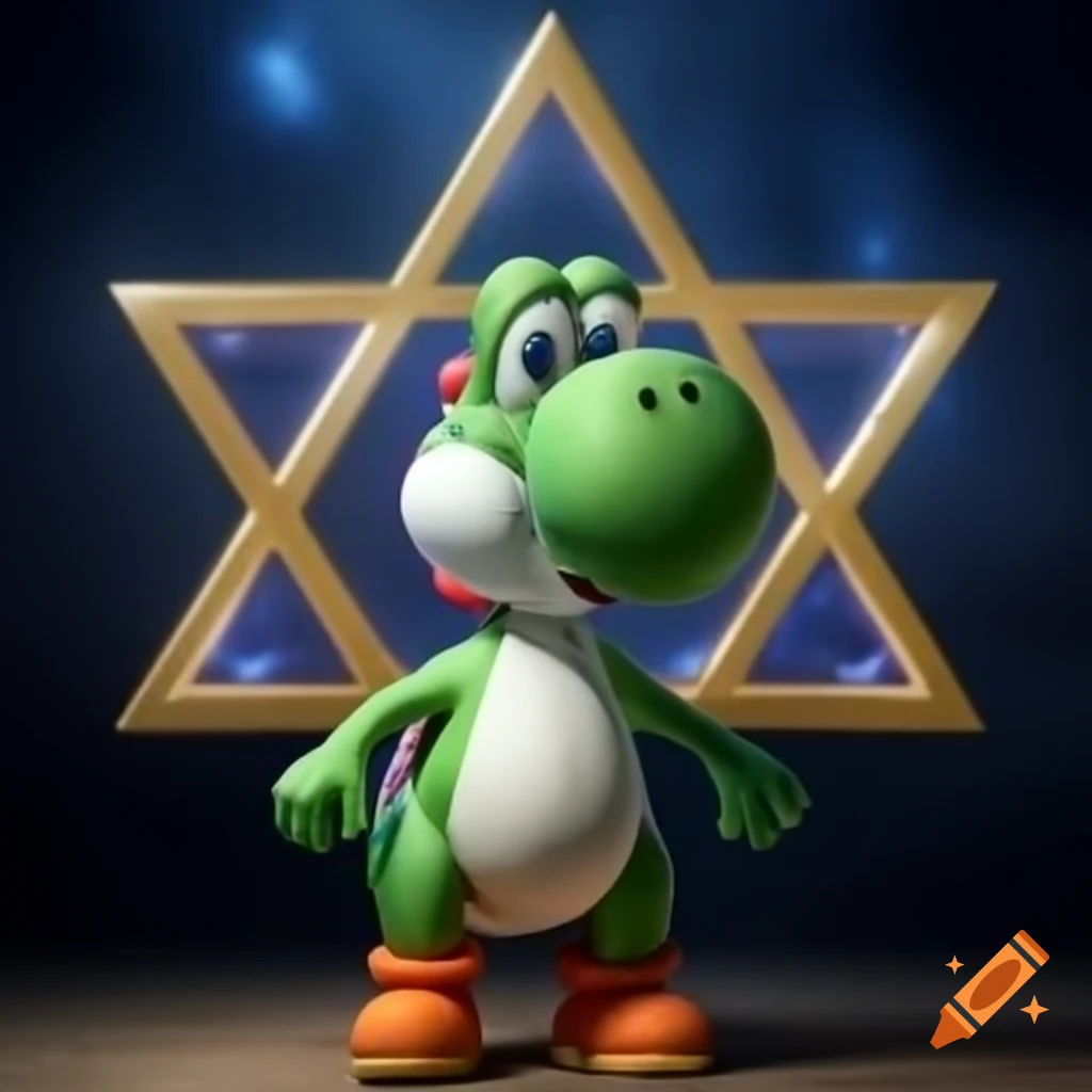 Yoshi character with Jewish Star of David symbol
