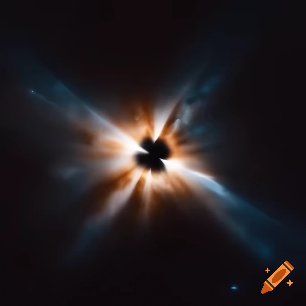 Cosmic scene showing light and darkness separating, symbolizing day and night