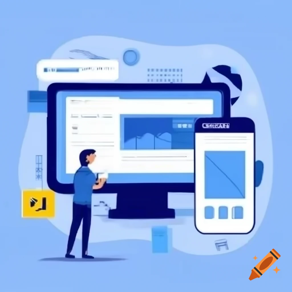 Vector illustration of AI-powered application with web browser interface