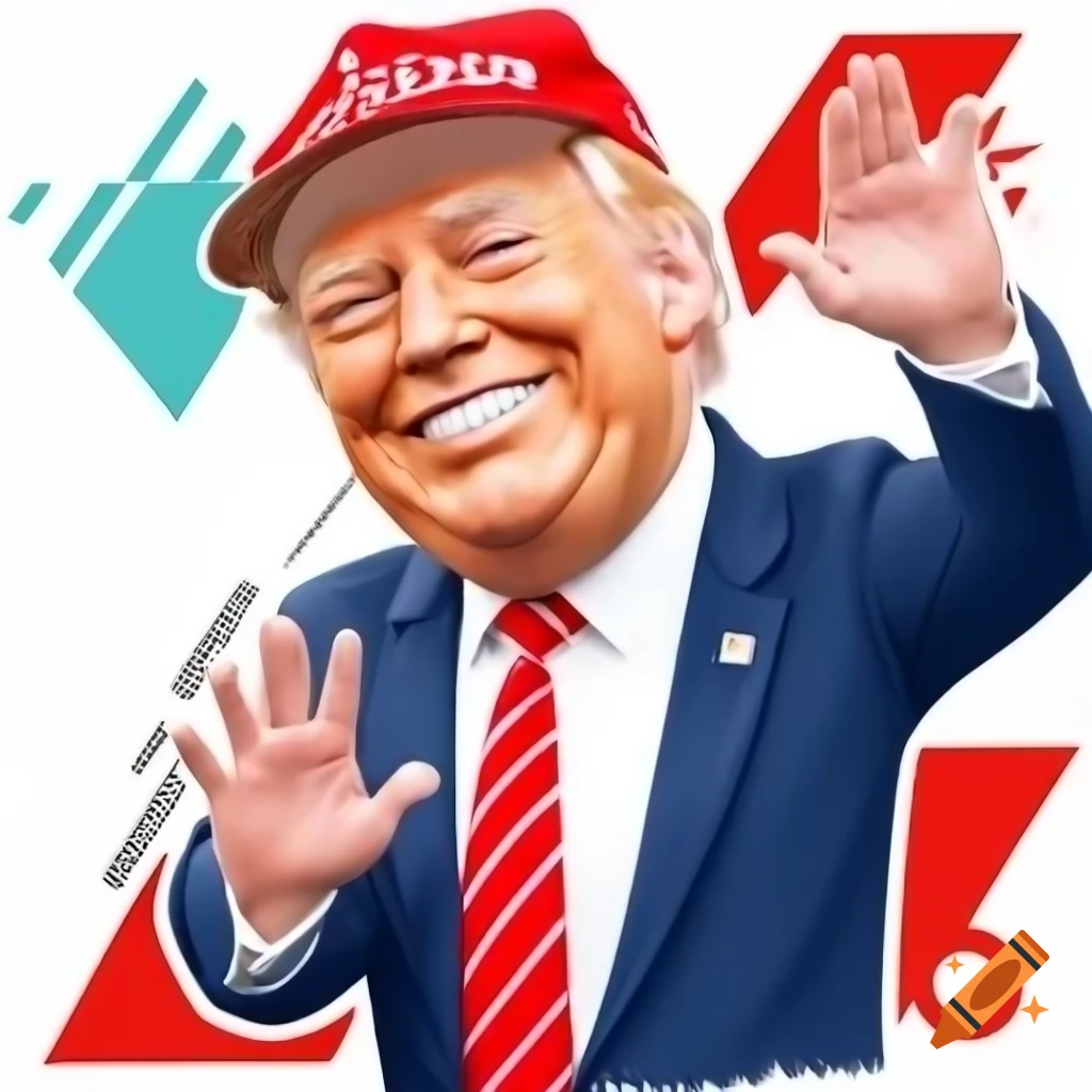 Creative logo design featuring Donald Trump waving with a red cap