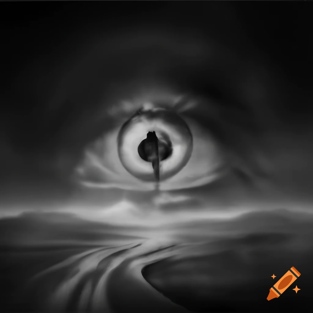 Monochrome surrealist artwork