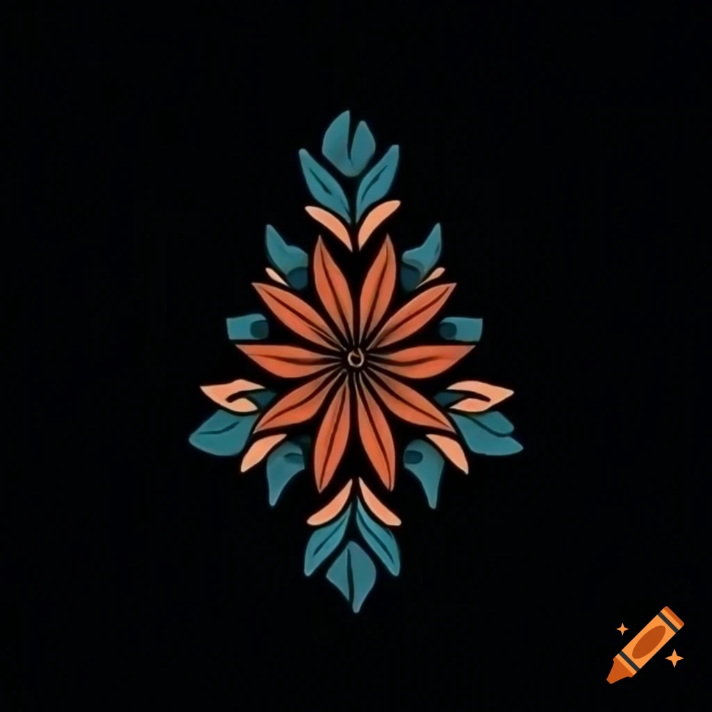 Floral geometric monochrome tattoo design