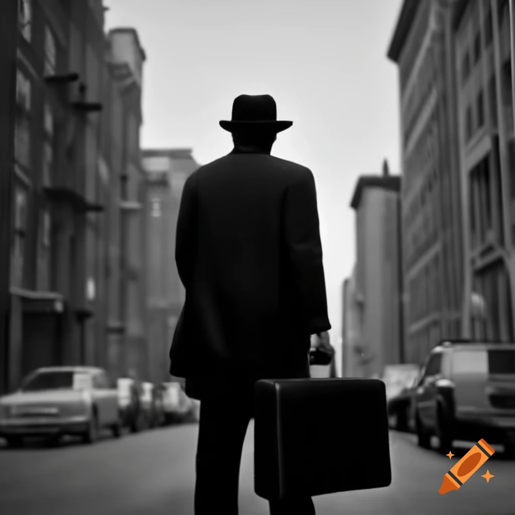 Man with briefcase overlooking old cityscape