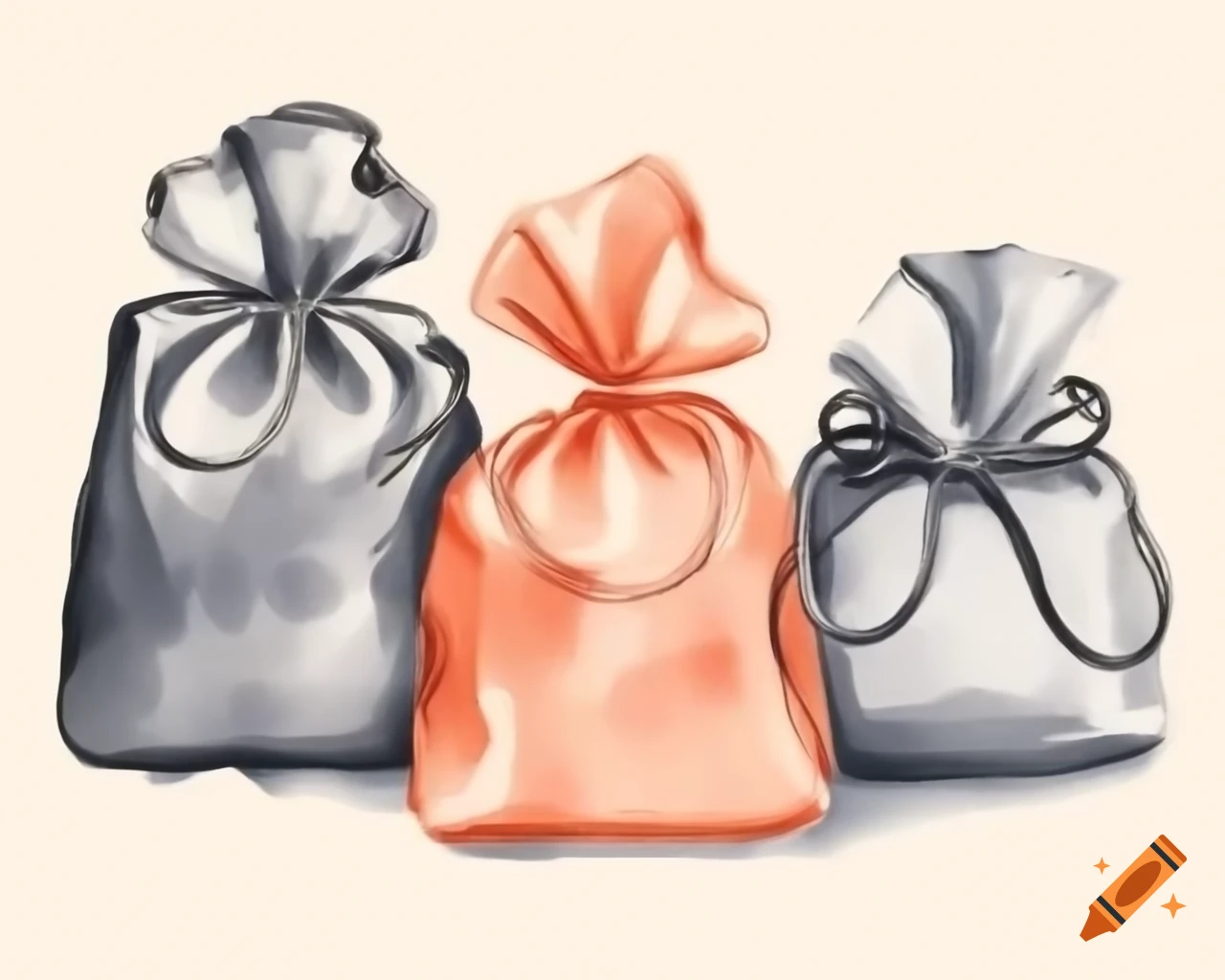 Watercolor trick or treat bags in warm black and silver storybook style