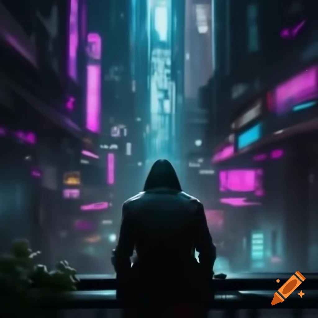 Cyberpunk cityscape wallpaper from hacker's perspective in 4k resolution