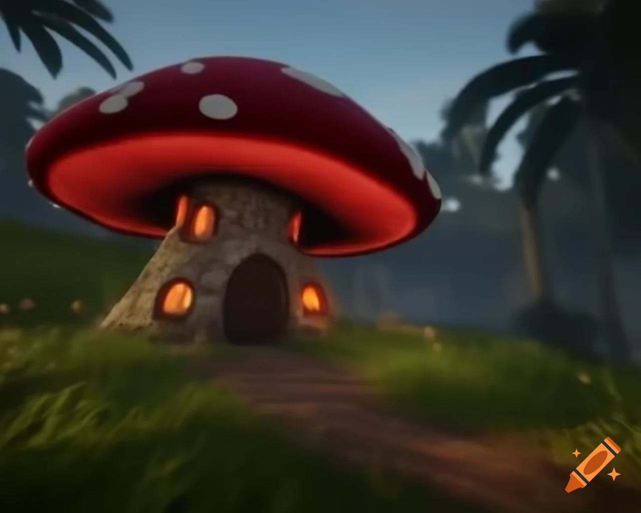 Fairy mushroom house designed in GTA V graphics