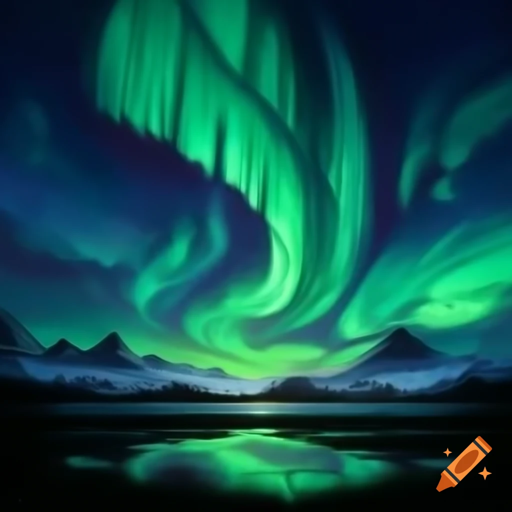 Colorful painting of the northern lights