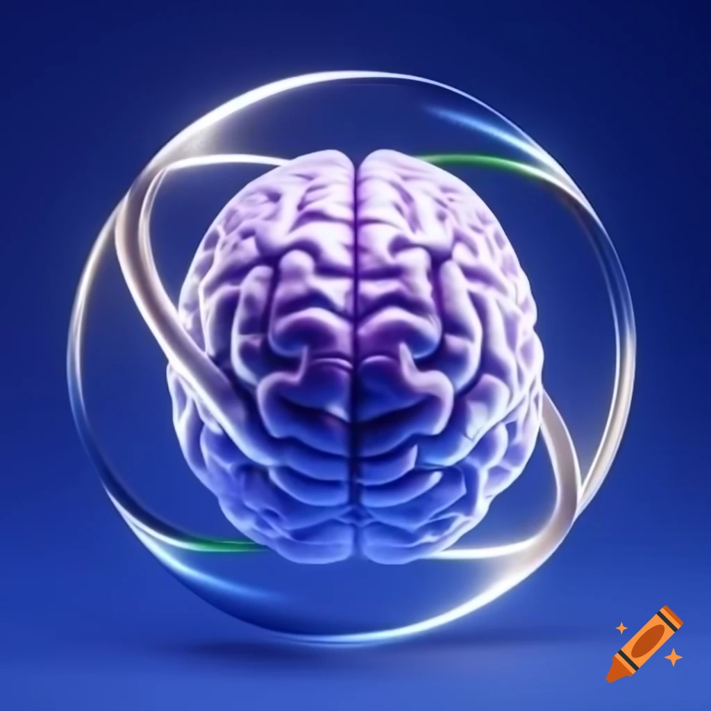 Logo featuring a brain inside a sphere