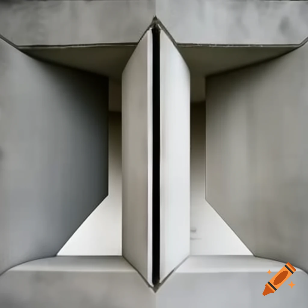 Brutalist concrete artifact with sharp edges in minimalist design