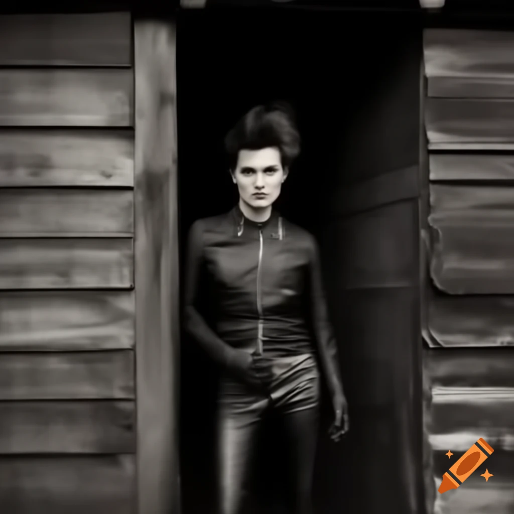 Punk rocker with mohawk hairstyle in leather jacket and trousers, relaxed pose