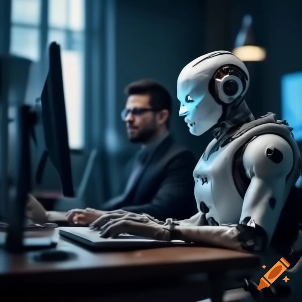 Two people collaborating at a computer using ChatGPT