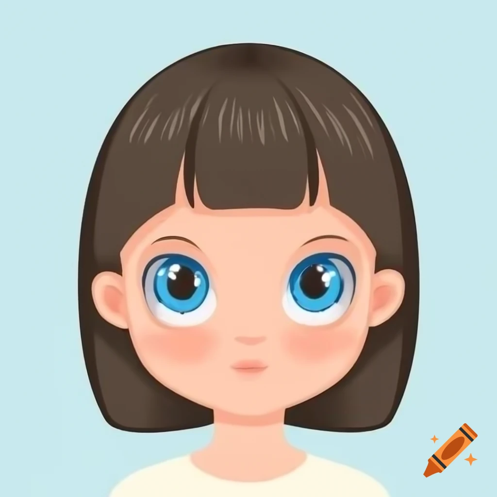 Girl with short dark blonde hair and blue eyes