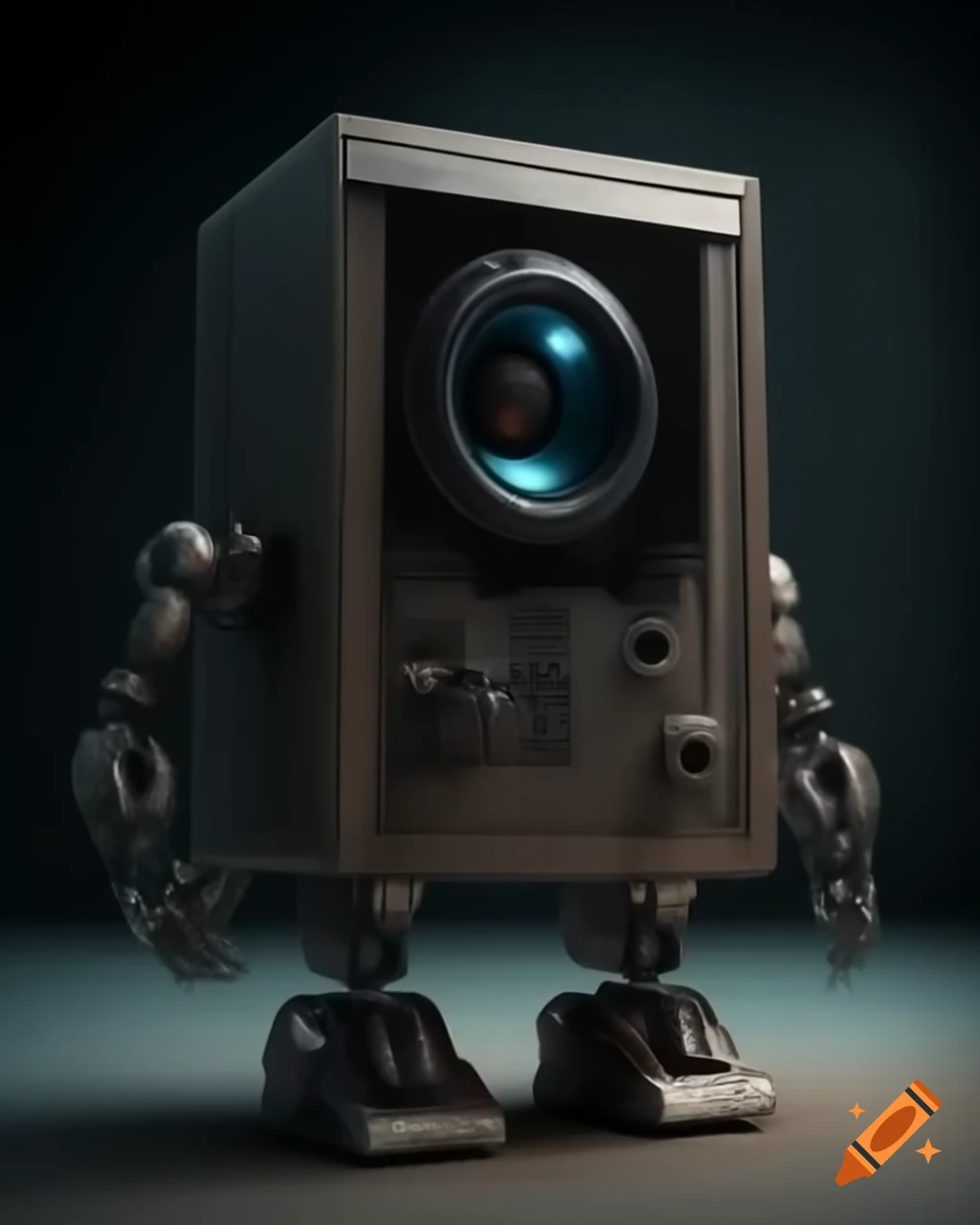 Robot design featuring contrasting dark and bright colors