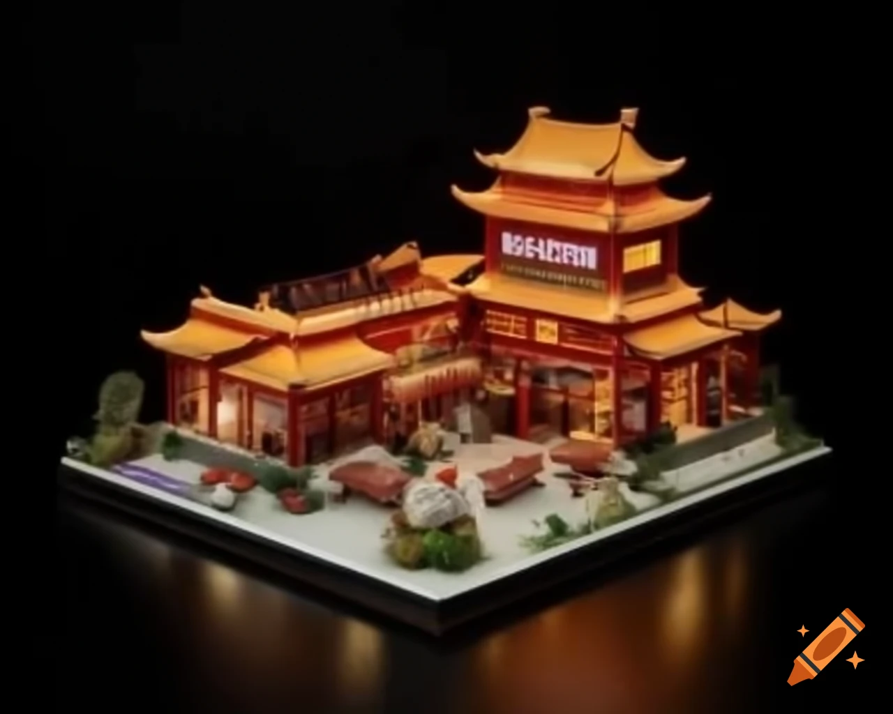 Ultra realistic diorama of a Chinese restaurant in high definition on ...