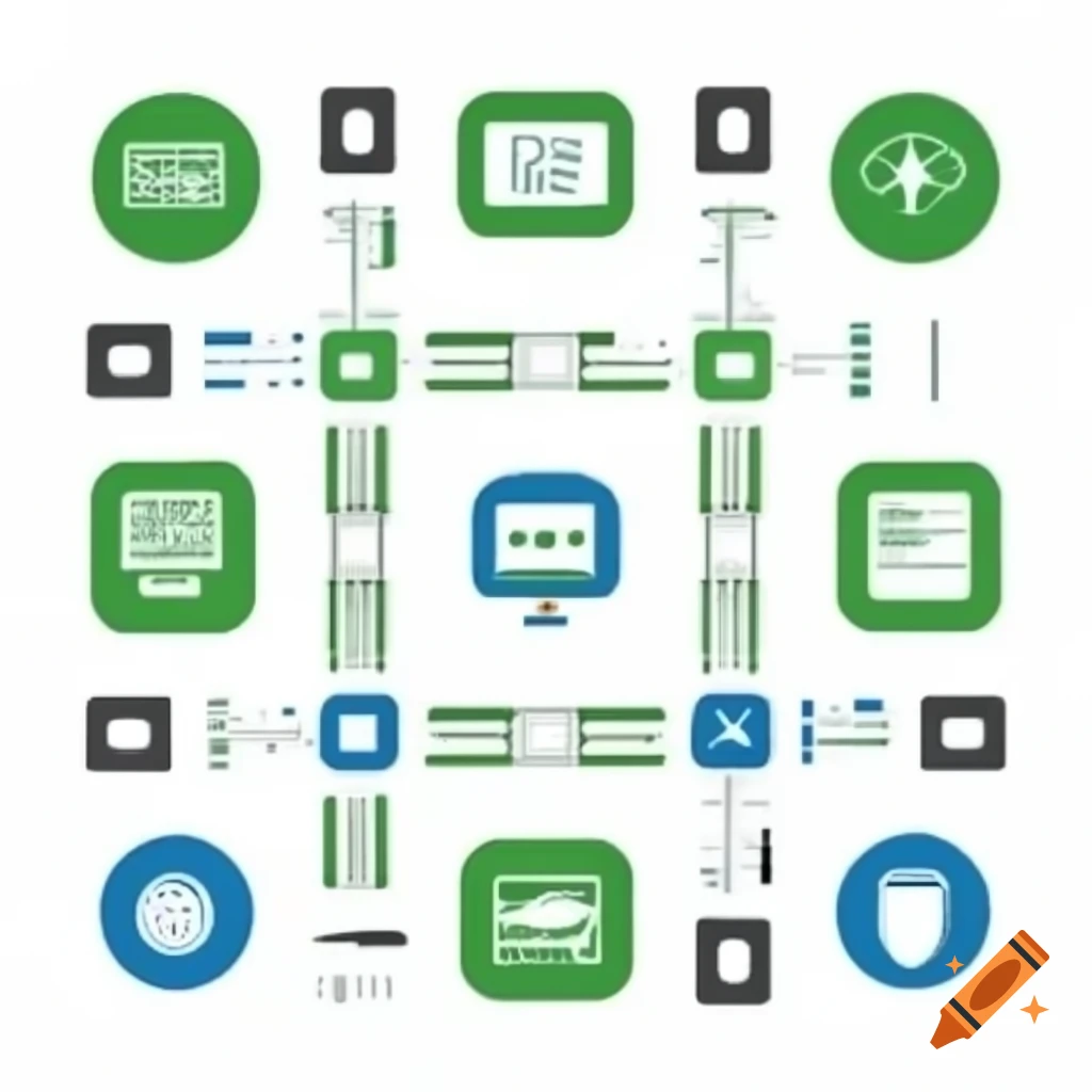 Minimalist vector illustration of software development services icons on white background