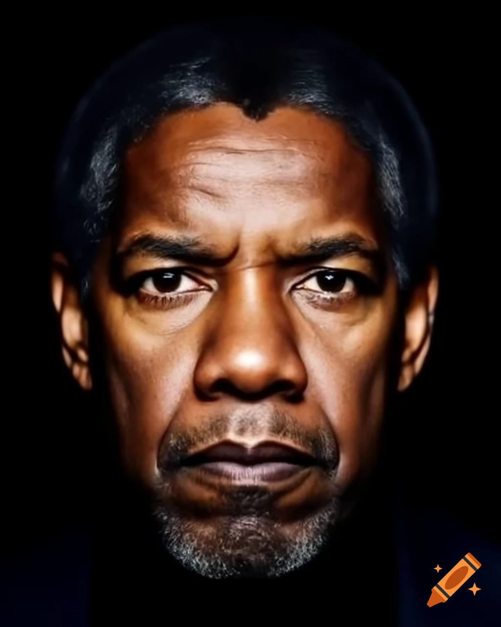 Disembodied head of denzel washington on black background on craiyon