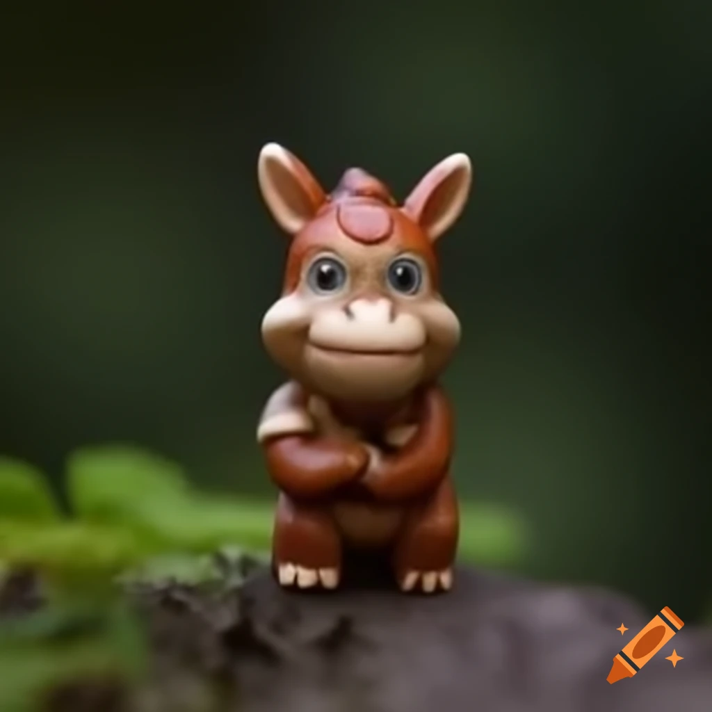 Tiny wood bark human with plastic Donkey Kong mask, realistic style