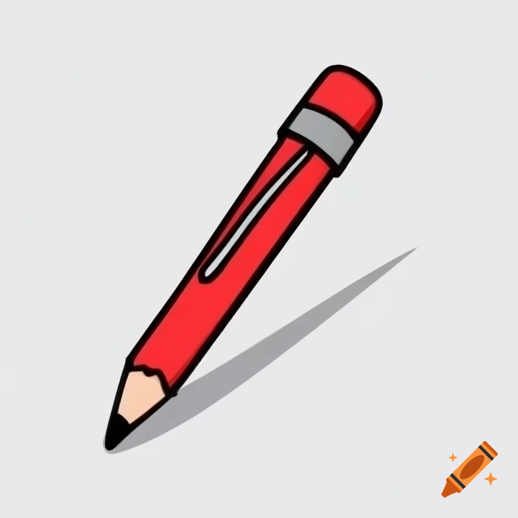 Cartoon drawing of a red crayon on a white background