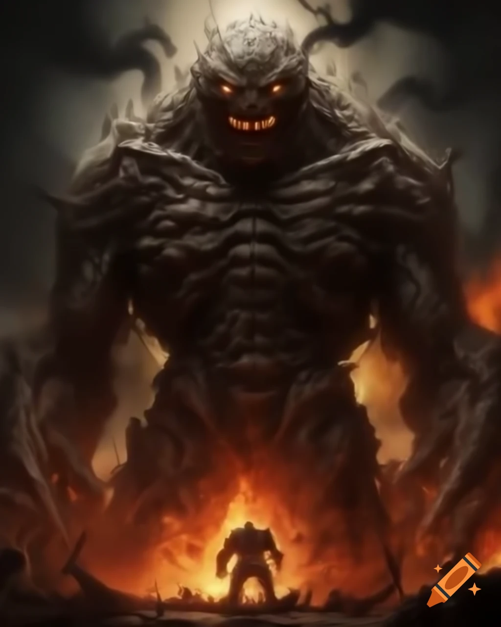 Giant fire golem action figure with a spooky, monstrous design