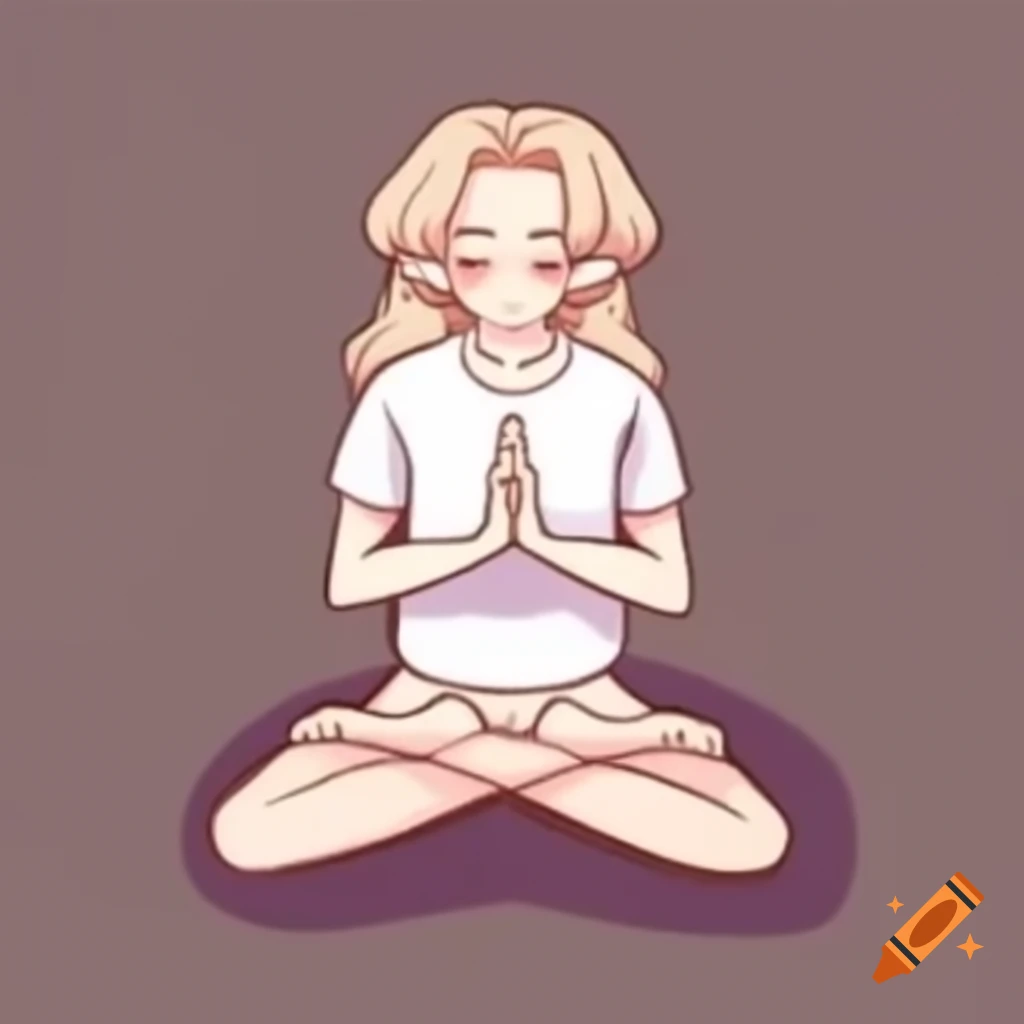 Femboy in meditation pose illustrated in murim manhwa style