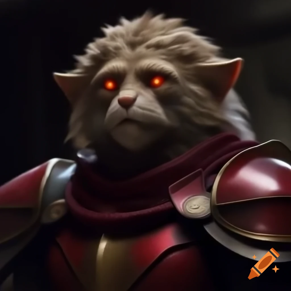 Furry character in garnet armor