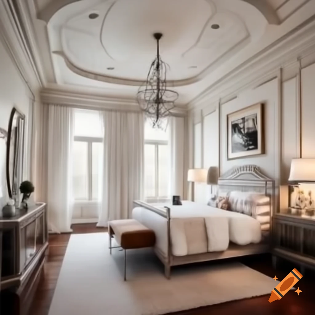Spacious luxury room decorated with picture frames