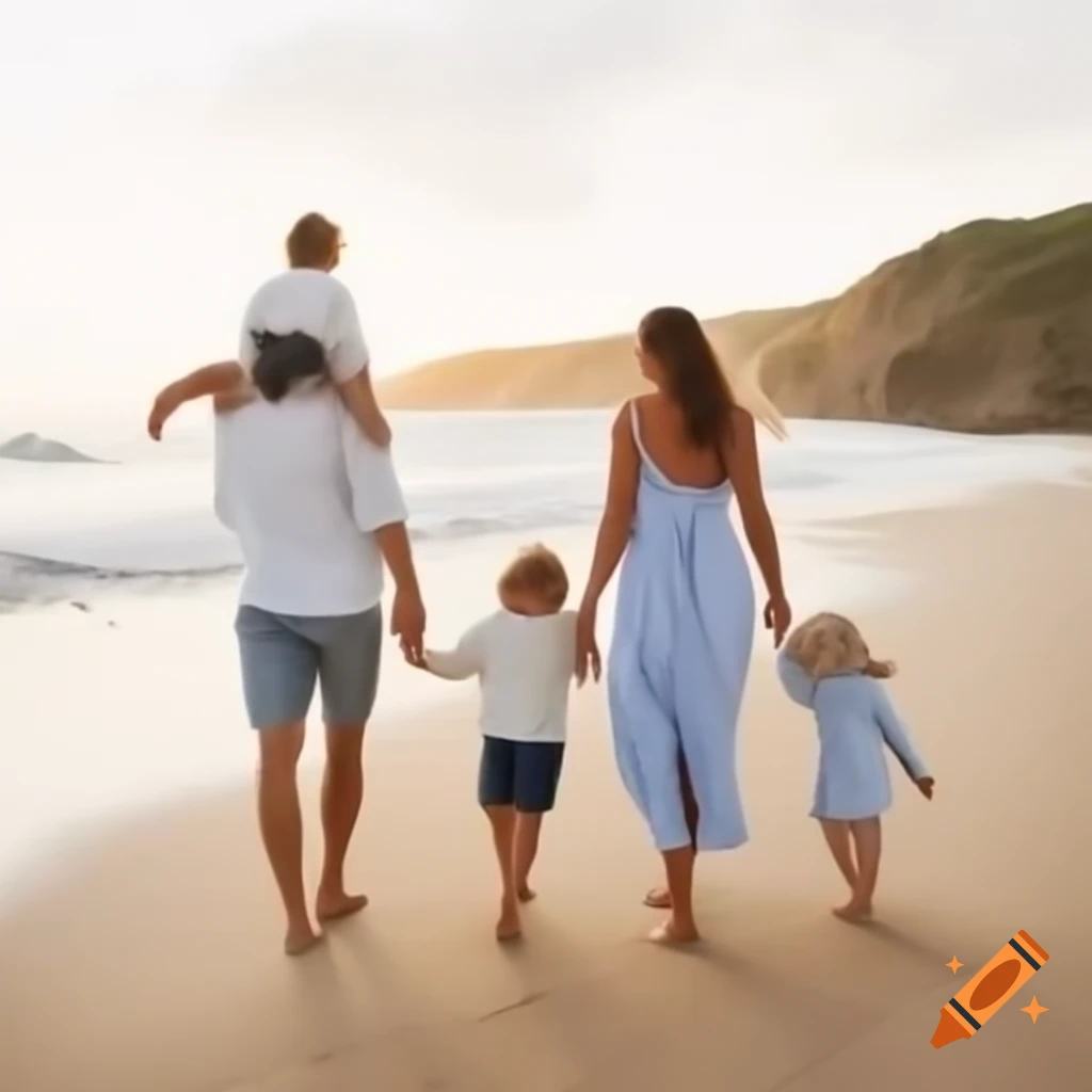 Happy family enjoying time at the beach