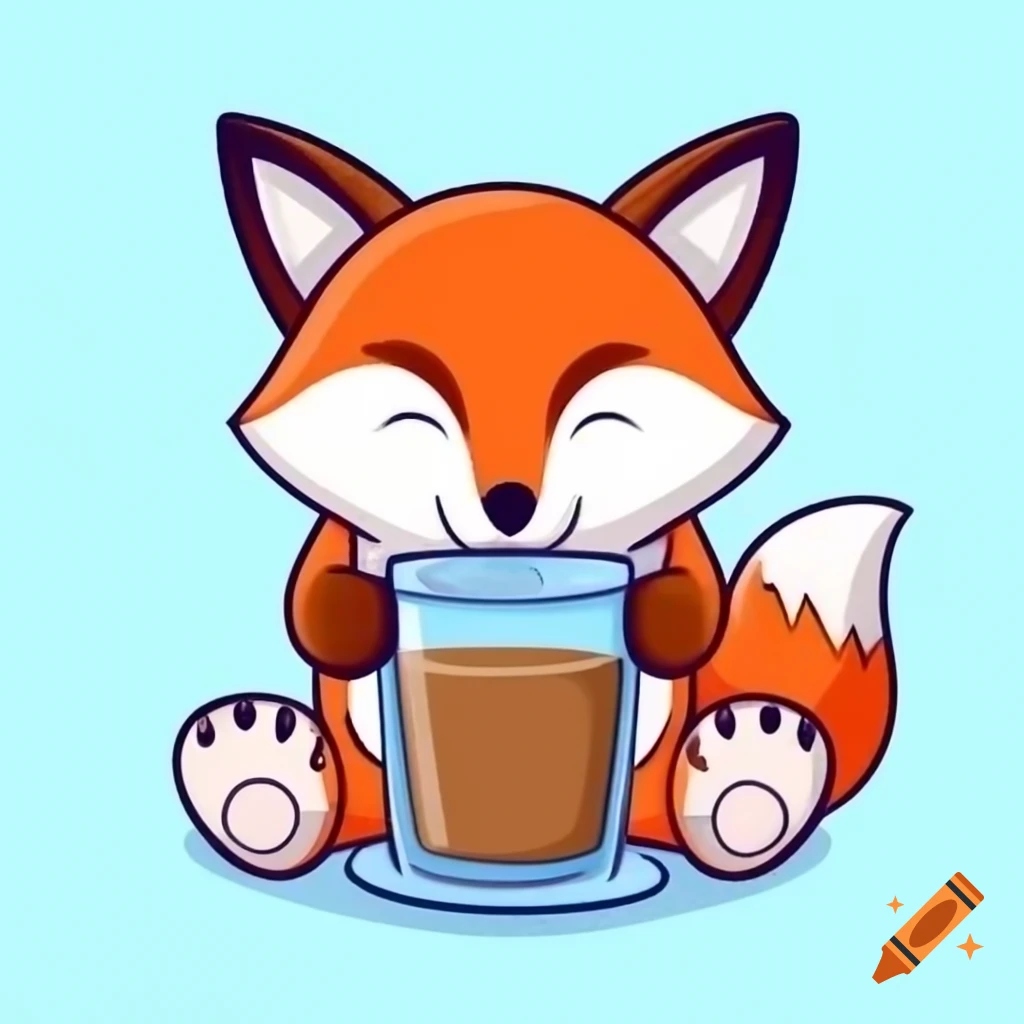 Fox enjoying a cup of coffee