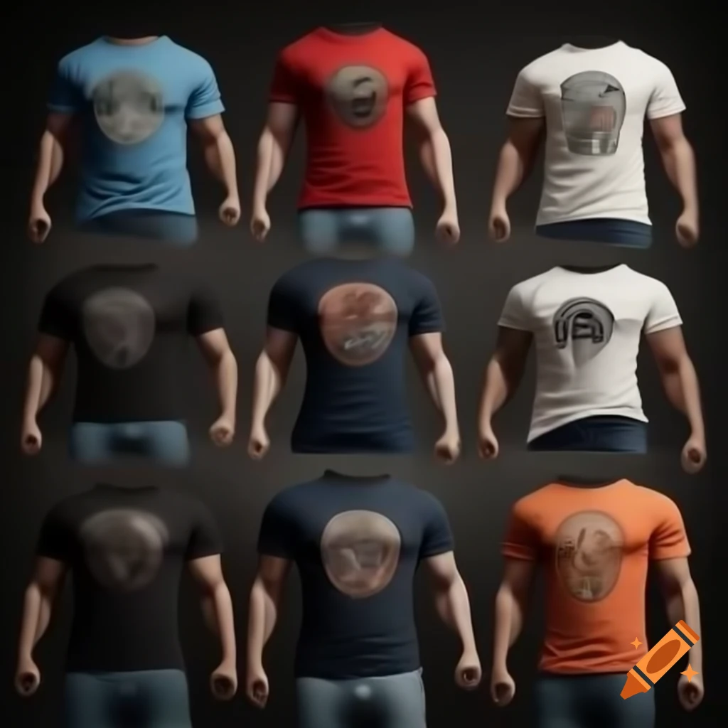 Collection of AI-themed t-shirts in various designs
