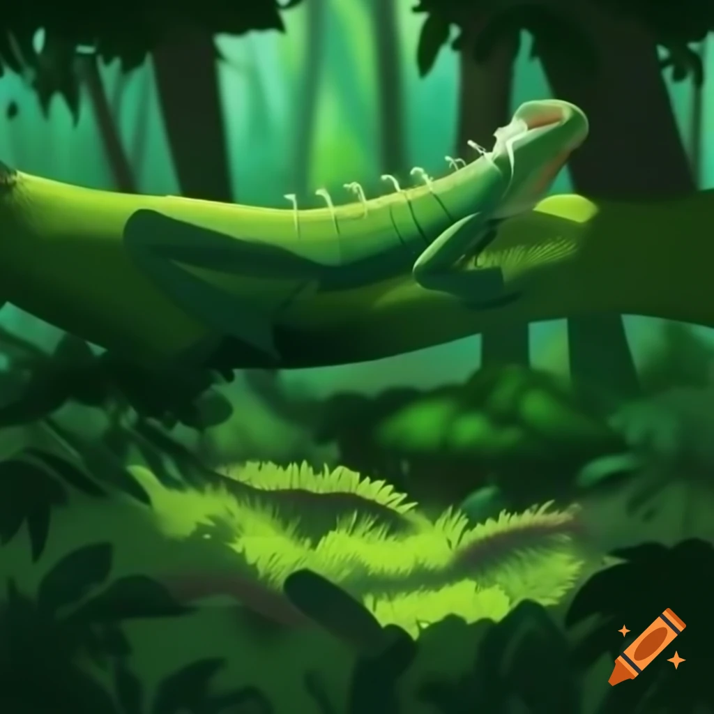 Iguana in green forest setting