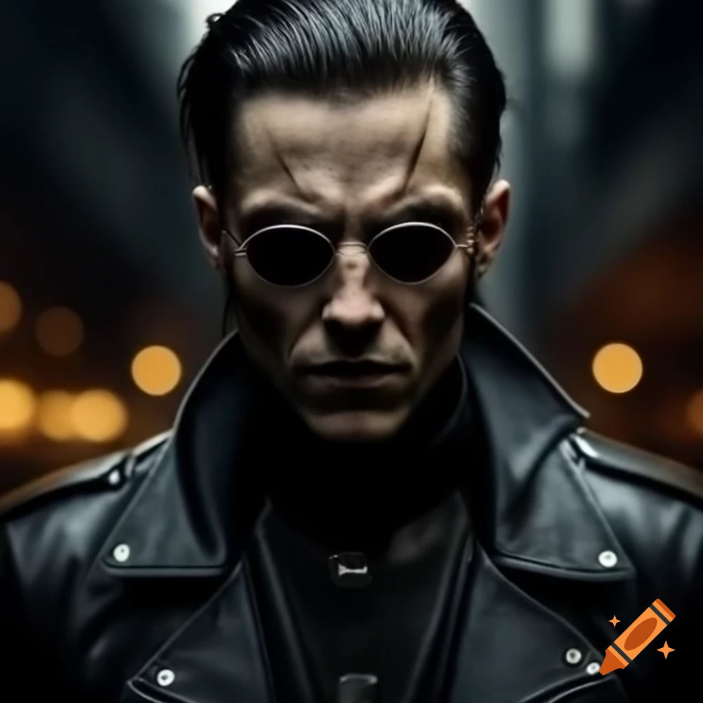 Creepy biker man with slicked back hair and sunglasses