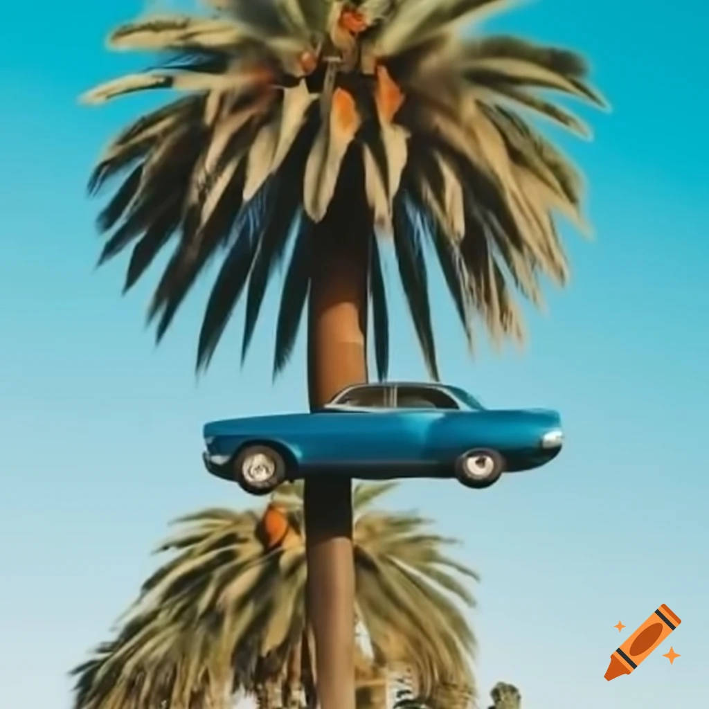 Car parked on top of palm tree