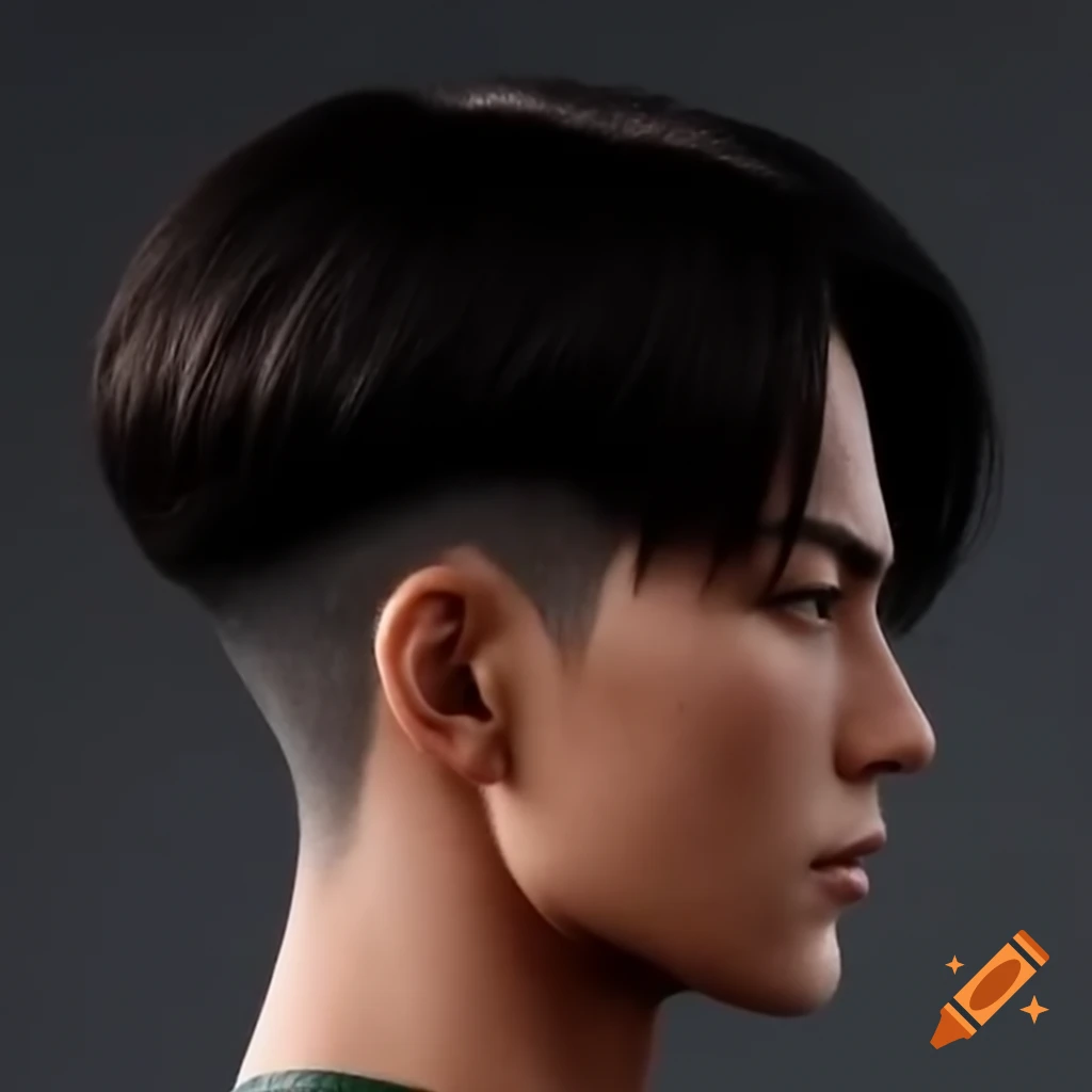 Realistic view of Levi Ackerman's haircut from behind showing undercut
