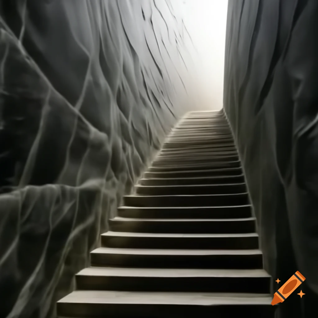 Steep stone stairs viewed from the right side