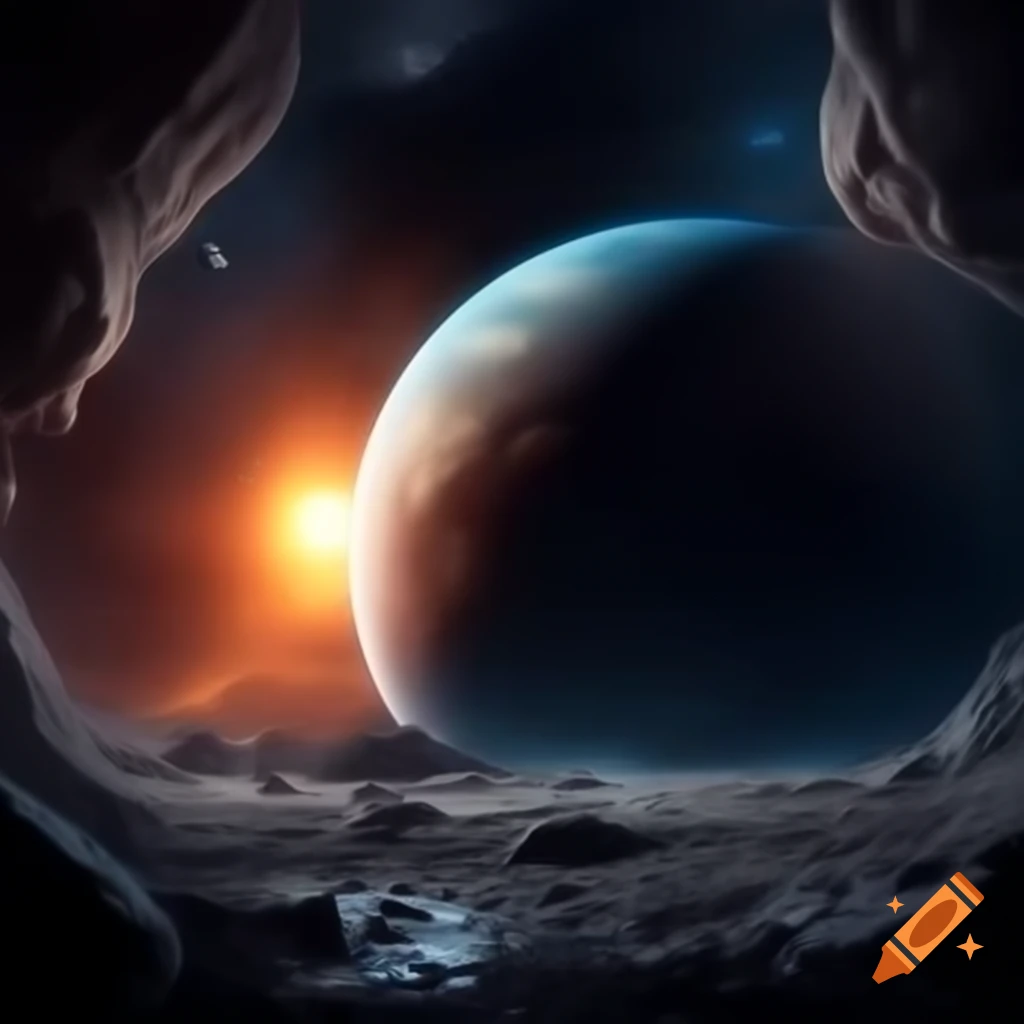 Alien planet illuminated by light of distant dying star