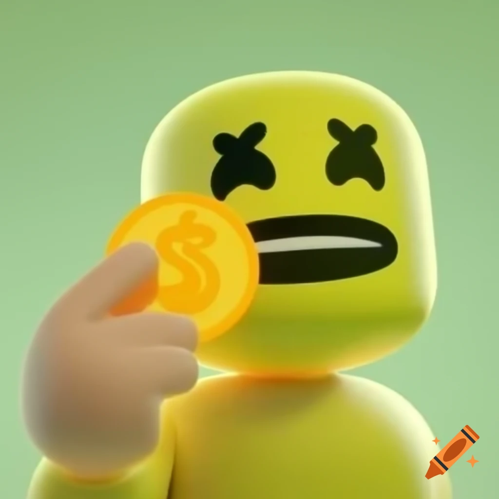 Roblox character eating yellow coin