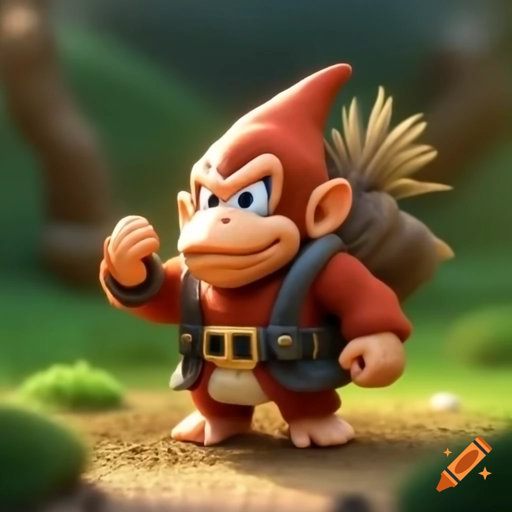 Tiny gnome character inspired by Donkey Kong with N64 graphics