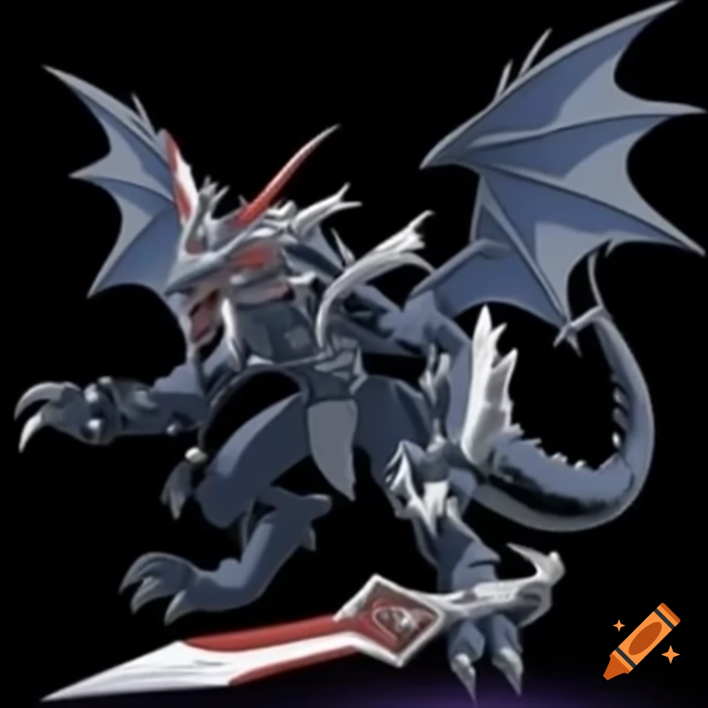 Highly detailed half angel, half demon dragon with six wings in anime style